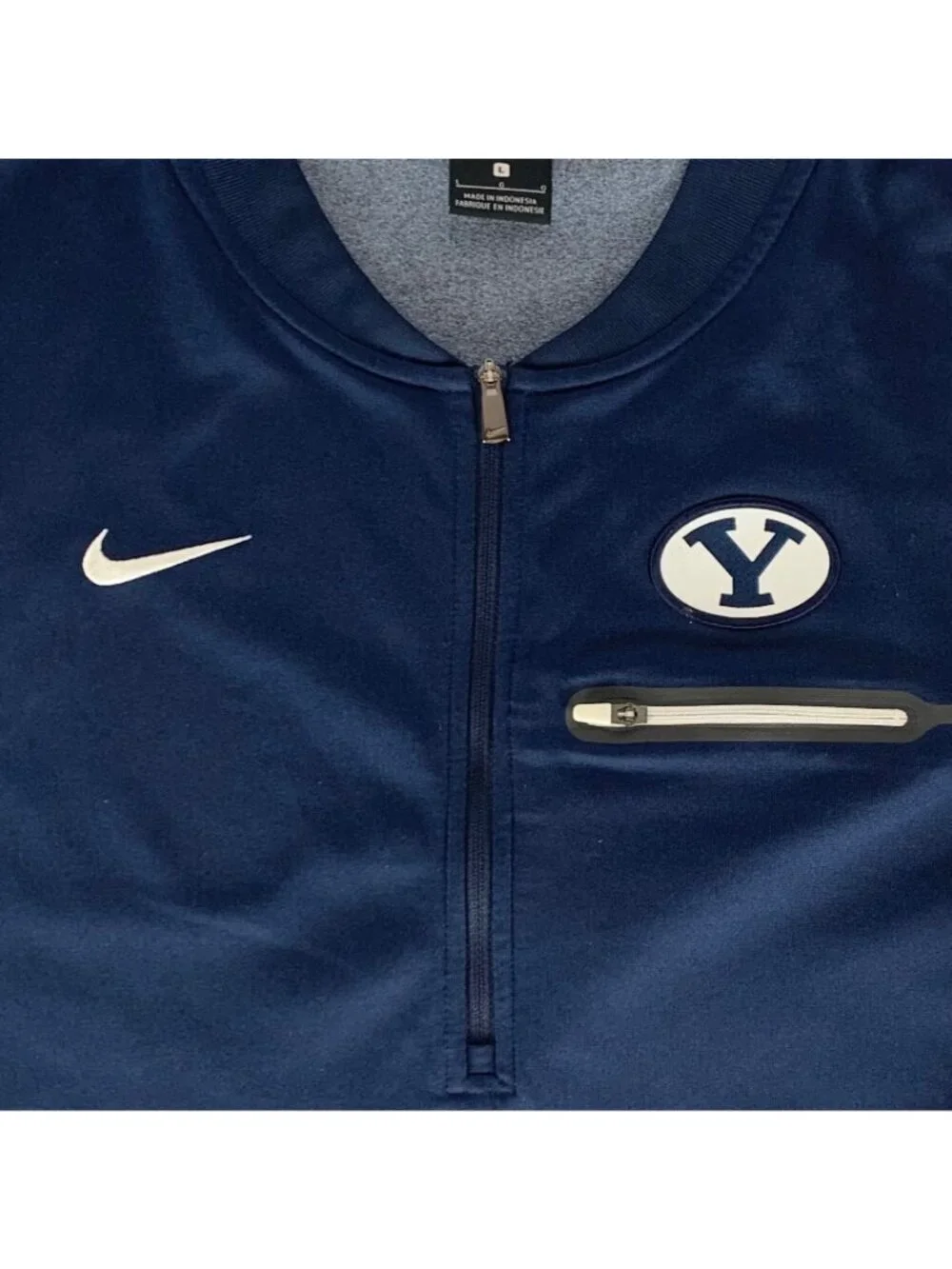 BYU Cougars NCAA Navy Blue Nike Dri Fit 1/4 Zip Pullover Mens Large